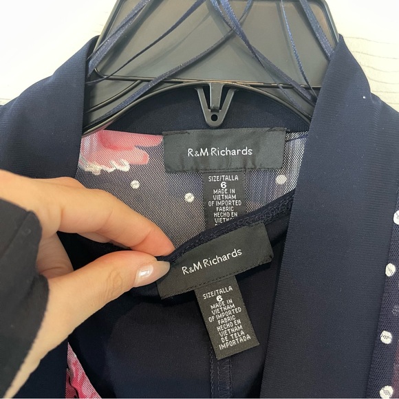 R & M Richards Womens Floral Jacket Dress With Removable Necklace - Picture 6 of 14